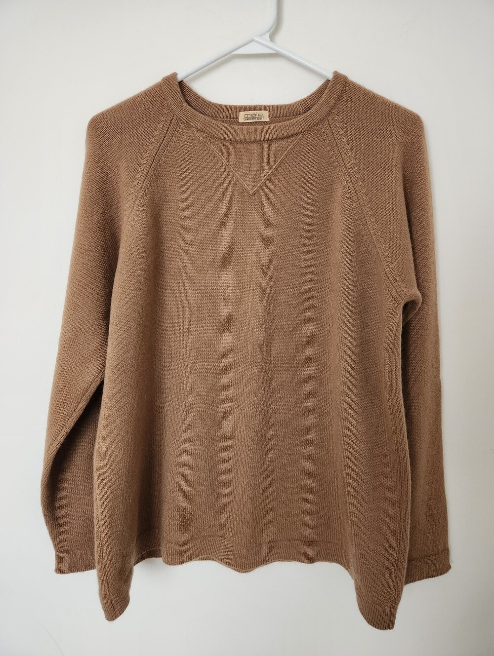 Vintage Malo Cashmere Sport 100% Cashmere Camel Raglan Sweater Size 42